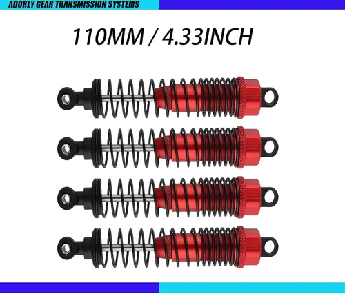 Miniatura 2 de 4 amortiguadores de aluminio delanteros y traseros (4.331 in, rellenos de aceite) para Redcat Gen7 Pro Sport Everest 10 Gen 8 v2 Volcano Epx Pro Rojo