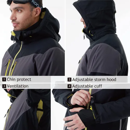 Miniatura 5 de CNTRITON Chaqueta de snowboard para hombre, abrigo de esquí de nieve, invierno, cálido, impermeable, aislado, parka de snowboard