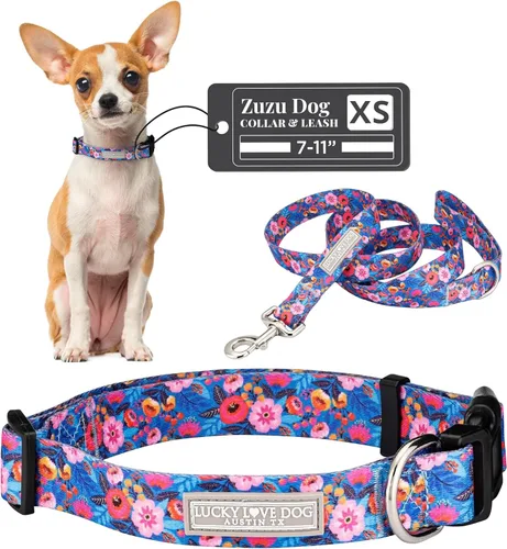 Miniatura 97 de Lucky Love Dog - Collar para perras pequeñas, diseño Blackbird de estampado alegre con flores de primavera y verano, talla XS
