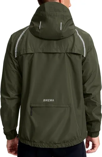 Miniatura 2 de Bikewa - Chaqueta de lluvia para hombre, impermeable, para ciclismo, con capucha, ligera, plegable, cortavientos para bicicleta, chaqueta de running