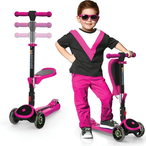 Miniatura 13 de SKIDEE Kick Scooter for Kids Ages 3-5 Foldable 3 Wheel Scooter with Lean-to-Steer, Adjustable Height, Removable Seat & LED Light Wheels Toddler