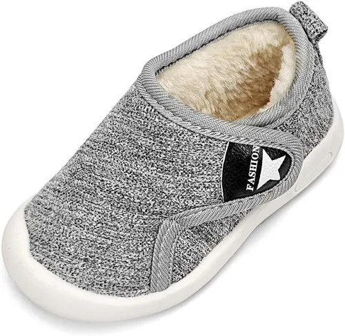 OAISNIT Botas de nieve para bebés y niñas con suela de goma antideslizante, zapatos de invierno con pantuflas casuales de piel de felpa cálida