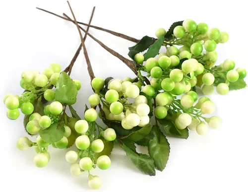 Miniatura 13 de Bayas artificiales, 4 piezas de arándanos artificiales con tallos de Navidad, frutas realistas, arándanos falsos, flores de simulación para el día