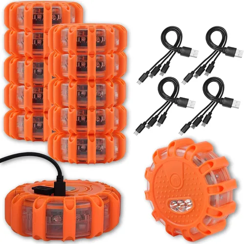 Miniatura 7 de Ecoangel Bengalas LED de Carretera Recargables por USB Luces de Emergencia - Baliza de Seguridad para Automóvil de Advertencia en Carretera Kit de 3