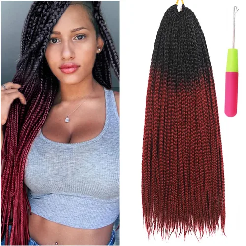 Miniatura 54 de Extensiones de cabello trenzado tipo box de 24 pulgadas, hechas a mano, para mujeres y niñas, extensiones de cabello trenzado, 24#, 3 paquetes, 22