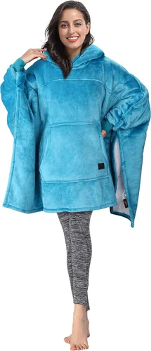Tirrinia Manta con capucha de gran tamaño, sudadera con manga de murciélago, acogedora manta Sherpa enorme regalo para mujeres adultas