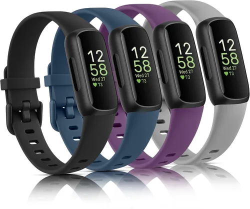 Miniatura 12 de Vancle Paquete de 4 bandas compatibles con bandas Fitbit Inspire 3 para mujeres y hombres, correas ajustables de silicona deportivas de repuesto
