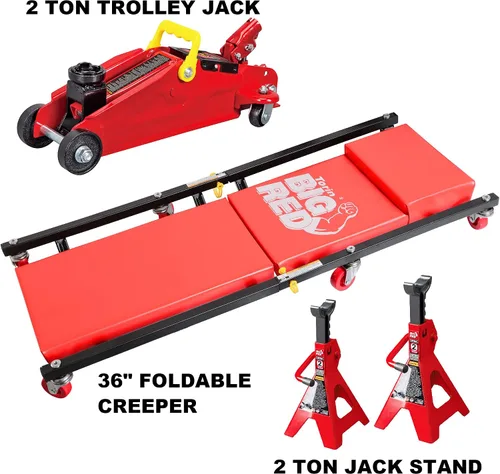 Miniatura 2 de BIG RED T82040 Torin - Combo de piso de carretilla hidráulica con 2 soportes de gato y enredadera de taller, capacidad de 2 toneladas