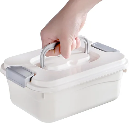 Miniatura 3 de Elsjoy Juego de 6 cubos pequeños de plástico con tapa y asa, caja de almacenamiento de plástico de 2.1 cuartos de galón, contenedor
