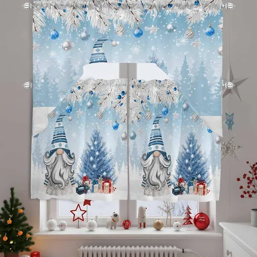 Miniatura 9 de Juego de 3 cortinas de cocina con cenefa a rayas verdes salvia, con bolsillo para barra, para dormitorio, sala de estar, baño, ventanas, modernas