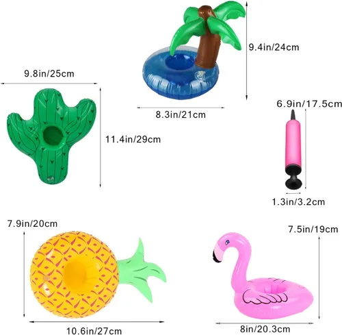 Miniatura 4 de Soportes de bebidas flotantes para piscina, inflables para bebidas, posavasos con mini bomba de aire 12 Paquete-2