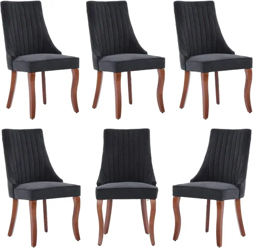 Miniatura 9 de Juego de 2 sillas de comedor, cómodas sillas decorativas tapizadas en tela para cocina y sala de estar, sillas de comedor con acolchado acanalado