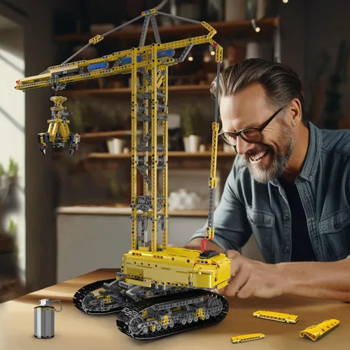 Miniatura 5 de Mould King Kit de bloques de construcción de grúa torre con tecnología 17059, juguetes de grúa de control remoto con aplicación, juego de bloques