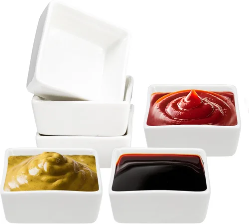Miniatura 10 de Vikko Mini cuencos blancos, juego de 6 tazas de porcelana para salsa, cuencos para preparar cocinar, cuencos redondos apilables para especias, mini