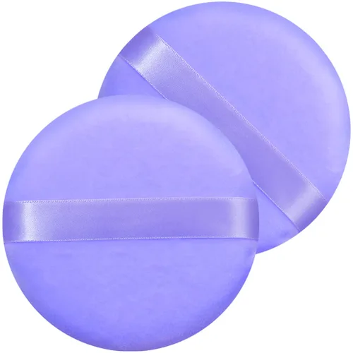 Miniatura 8 de 6 piezas de algodón puro súper suave, lavable, suelto, soplo de polvo, 2.65 pulgadas redondo para maquillaje de base