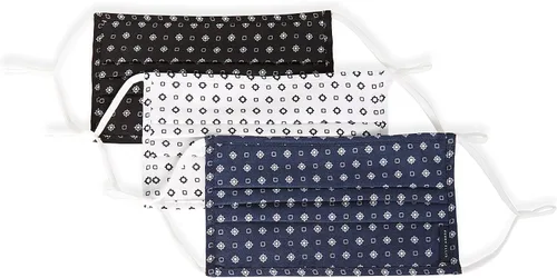Miniatura 18 de Perry Ellis - Cubrebocas estándar de tela plisada, reutilizables (paquete de 3, estampados y colores surtidos)