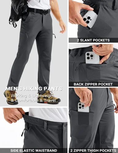 Miniatura 5 de TACVASEN Pantalones de senderismo para hombre, ligeros, de secado rápido, resistentes al agua, para viajes, trabajo, pesca, al aire libre, 6