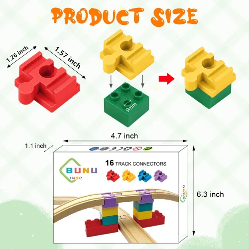 Miniatura 2 de Accesorios de madera para rieles de tren, 16 piezas de conectores de madera para riel, compatibles con todas las marcas principales, regalo