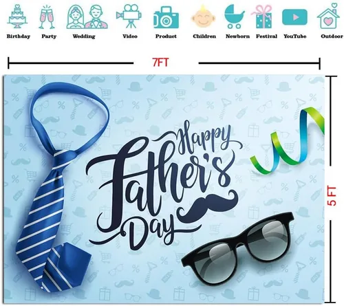Corbata y gafas de fondo para el Día del Padre, 7 x 5 pies, fondo azul, Día del Padre, familia, graduación, Día del Padre, suministros de decoración