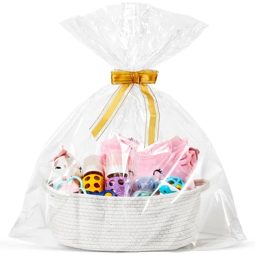 Miniatura 11 de Paquete de 4 canastas pequeñas tejidas con asas, cesta de almacenamiento de cuerda de algodón, bonita cesta de regalo para bebé para guardería, Gris