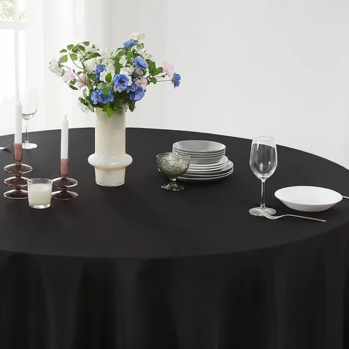 Miniatura 8 de Paquete de 2 manteles redondos de 90 pulgadas, manteles lavables de poliéster de lino decorativo para la mesa del comedor, banquetes, fiestas