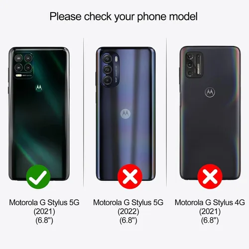 Miniatura 2 de Funda tipo cartera de cuero para Moto G Stylus 5G 2021 (6.8 pulgadas), con bloqueo RFID, tarjetero y soporte magnético, TPU a prueba de golpes, azul