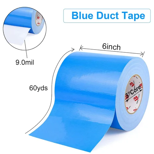 Miniatura 2 de BOMEI PACK Cinta adhesiva azul de 6 pulgadas, rollo más ancho, 6 pulgadas x 60 yardas, 9 mil de grosor, resistente, impermeable, flexible, sin