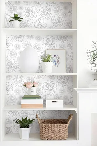Miniatura 4 de Safiyya Papel tapiz de despegar y pegar en blanco y negro, papel de contacto geométrico, papel de pared moderno, autoadhesivo, extraíble