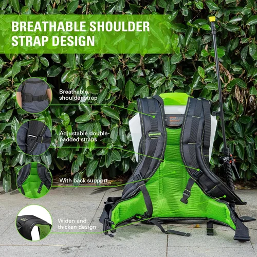 Miniatura 3 de Greenworks Rociador inalámbrico de mochila de 24 V (4 galones, 5 puntas, espray de 25 pies), para deshierbe, pulverización y limpieza, solo