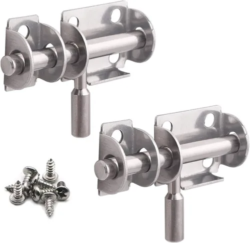 Mini cerrojo deslizante para puerta, 2.6 pulgadas de acero inoxidable resistente (paquete de 2) OLT con orificio para candado, pestillos interiores