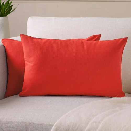 Miniatura 54 de Encasa XO Juego de 2 fundas de almohada de 12 x 12 pulgadas, color beige, sin rellenos, fundas de almohada de algodón para sala de estar, cama