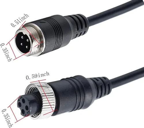 Miniatura 7 de Cable de extensión de video de aviación de 4 pines de 10 pies/3M para cámaras de visión trasera CCTV y monitores de respaldo de vehículos