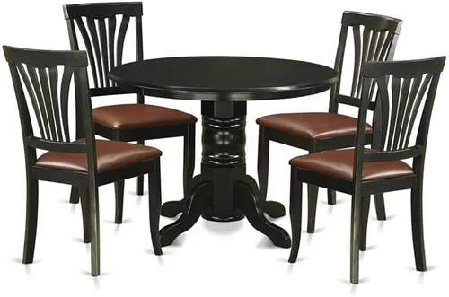 Miniatura 8 de East West Furniture Shelton - Juego de cocina de 3 piezas para espacios pequeños contiene una mesa de comedor redonda con pedestal y 2 sillas