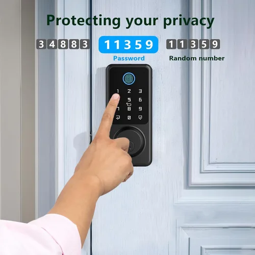 Miniatura 7 de Cerradura de entrada sin llave para puerta delantera, cerradura de puerta de huellas dactilares con teclado de pantalla táctil, cerrojo electrónico