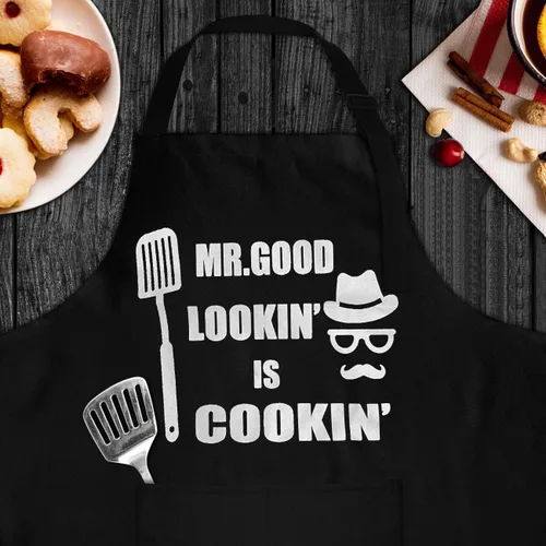 Miniatura 3 de LYLPYHDP Divertidos delantales de chef para hombres – Mr. Good Lookin' is Cookin' es Cookin' BBQ Grill Delantal perfecto para el Día del Padre