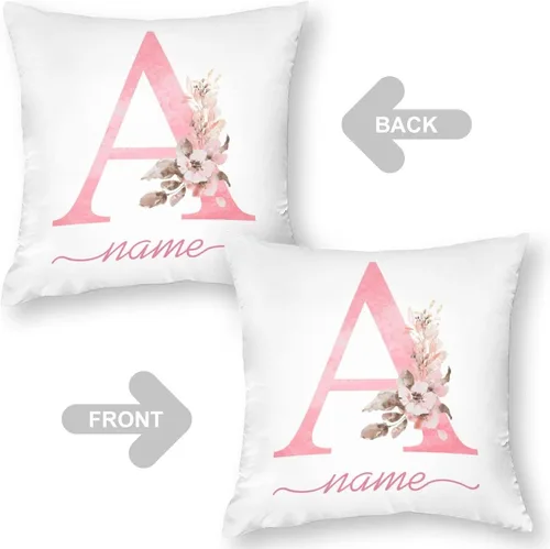 Miniatura 2 de Fundas de almohada personalizadas con nombre, fundas de almohada personalizadas, fundas de almohada personalizadas con letras y flores, regalo
