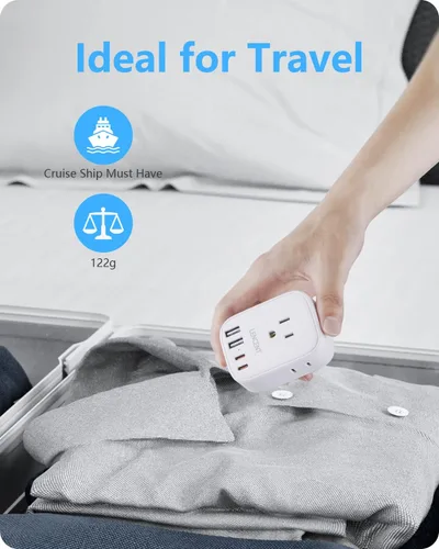 Miniatura 7 de LENCENT Paquete de 2 adaptadores de enchufe de viaje de Estados Unidos a Reino Unido Irlanda, adaptador tipo G para viajes con 4 tomas, 4 puertos