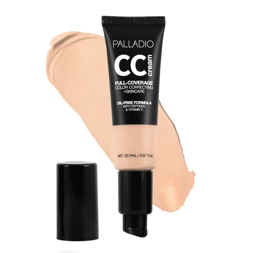 Miniatura 15 de Palladio Crema CC de Corrección de Color de Cobertura Completa, Sin Aceite con Péptidos y Vitamina C, Base de Cobertura Ajustable