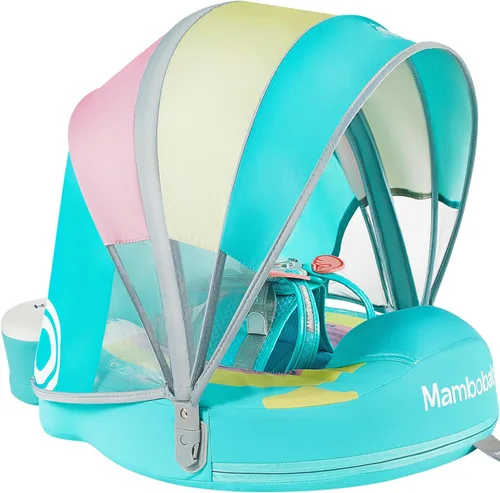 Miniatura 14 de Mambobaby - Flotador de piscina para bebé no inflable con cola y toldo, protección solar UPF 50+, sin volteo, flotador de natación para bebé