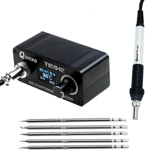 Miniatura 8 de QUICKO Estación de soldadura digital DC24V T12-942 Temperatura ajustable Autosleep/apagado automático/impulso de una tecla Viene con punta