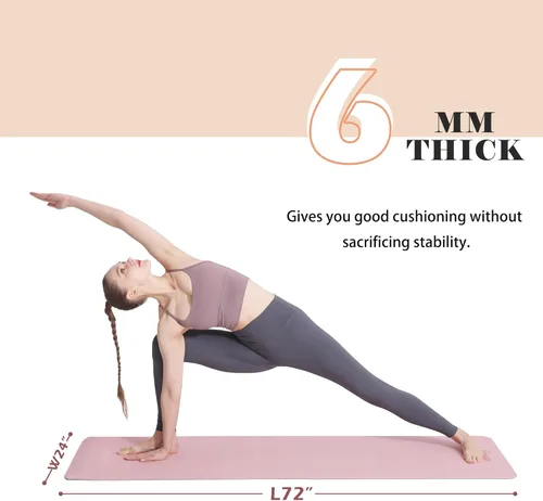 Miniatura 4 de Alfombrilla de yoga antideslizante, esterillas de fitness de pilates, ecológicas, antidesgarros, de 1/4 de pulgada de grosor, esterillas de yoga