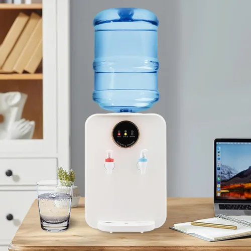 Miniatura 7 de Dispensador de agua de encimera de carga superior de 110 V, mini enfriador de agua con agua caliente, fría y a temperatura ambiente, dispensador