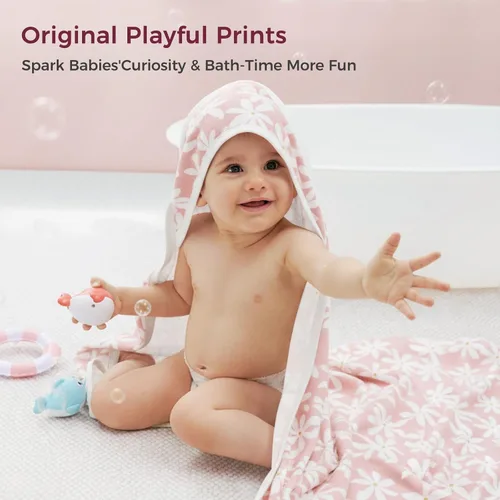 Miniatura 5 de Momcozy Toalla de bebé con capucha, ultra suave y absorbente, juego de toallas de baño grandes para mayor comodidad y suavidad en la piel del bebé