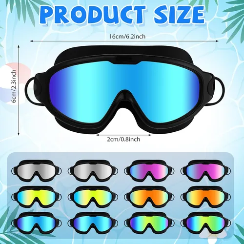 Miniatura 2 de Sabary Paquete de 12 gafas de natación a granel para adultos, visión amplia, sin fugas, antiniebla, gafas de natación con tapones para los oídos