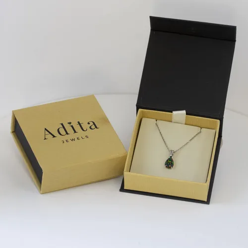Miniatura 14 de 925 Sterling Silver Gemstone Necklace – Birthstone Jewelry for Women – Minimalist Silver Chain with Gemstone Teardrop Pendant – Elegant Gift for