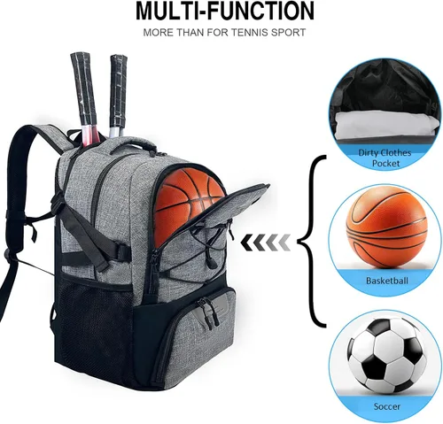 Miniatura 2 de Mochila para raqueta de tenis WOLT - Mochila grande para raqueta de tenis para hombres y mujeres - Compartimento ventilado para zapatos - Capacidad