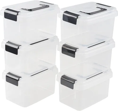 Miniatura 7 de Contenedores de almacenamiento de plástico pequeños de 2 L con tapas, cajas de almacenamiento de plástico, paquete de 6