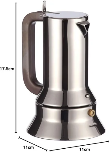 Miniatura 7 de Alessi 9090/3 - Design Stovetop Espresso Cafetera de acero inoxidable 18/10, pulido con espejo, 3 tazas