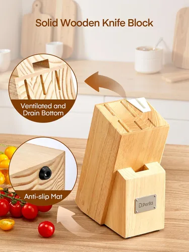Miniatura 7 de D.Perlla - Juego de cuchillos de cocina de 8 piezas con afilador integrado, juego de bloques de cuchillos de acero inoxidable alemán de carbono