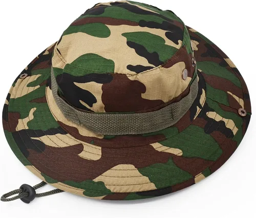 Miniatura 4 de Sombrero de protección solar de ala ancha para exteriores, clásico estilo militar de combate de EE. UU., gorra de sol para pesca, caza, campamento